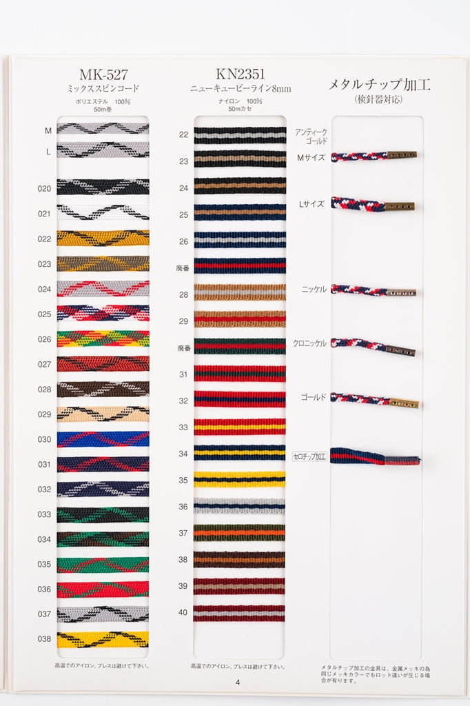 【メートル売り】 ニューキュービーライン / KN2351 平紐 朱子織 光沢のあるストライプコード ナイロン100%(厚さ2mm x 幅8mm) (高級感のある紐、入園・入学準備に、靴紐・パーカーや巾着などちょっとしたバッグに)