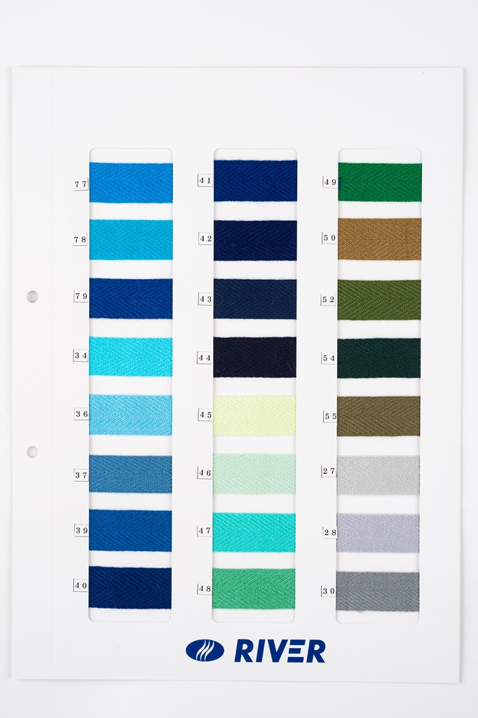 【50m巻】アクリルカラーテープ / RA-1200 綾織 アクリル100%(厚さ1mm x 幅20mm) (入園・入学準備に、バッグの持ち手として、洋服のワンポイントに)