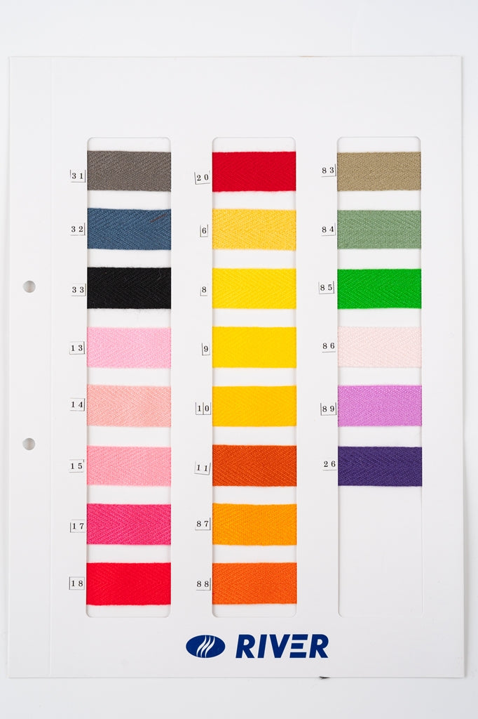 【メートル売り】 アクリルカラーテープ / RA-1200 綾織 アクリル100%(厚さ1mm x 幅20mm) (入園・入学準備に、バッグの持ち手として、洋服のワンポイントに)