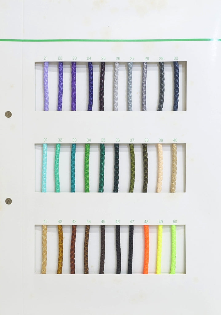 【メートル売り】エステル四ツ打革調 丸紐 Lサイズ　ポリエステル100% (直径約5mm) (入園・入学準備に、バッグの持ち手として、洋服のワンポイントに)