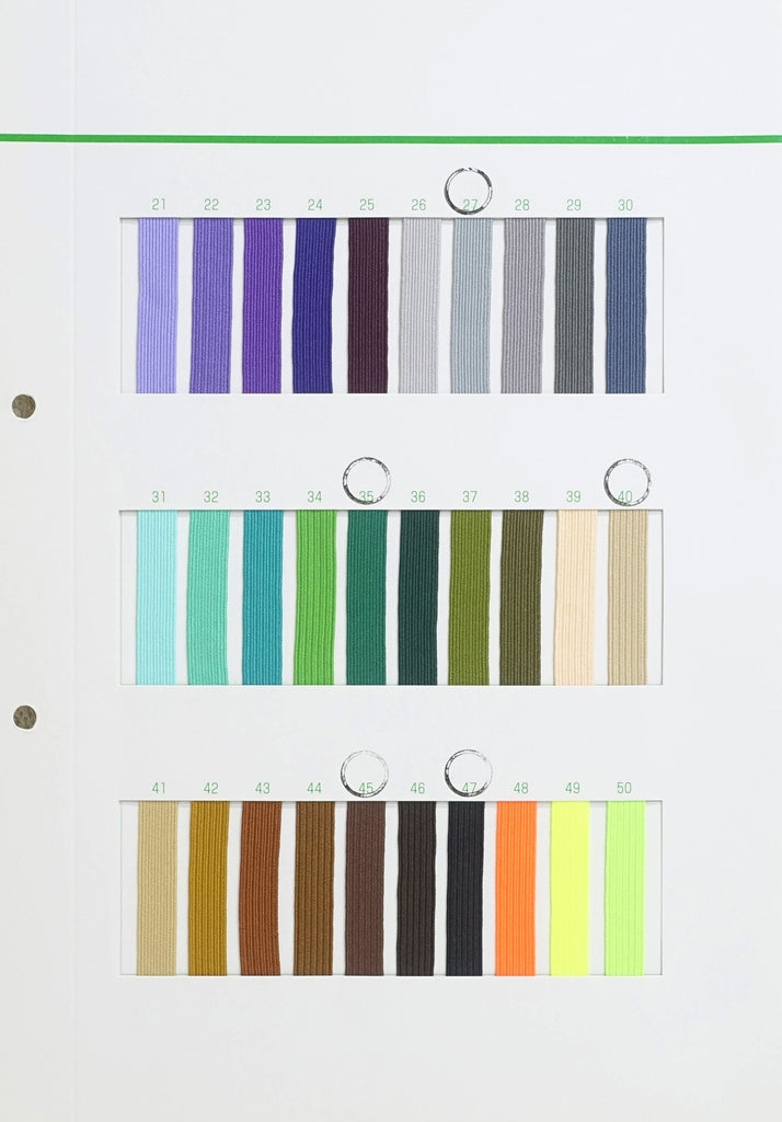 【メートル売り】エステルコールゴム 硬さ:ソフト Sサイズ (幅約5mm)　ポリエステル75% ポリウレタン25% (入園・入学準備に、ズボンや運動着の裾・袖ゴムに)