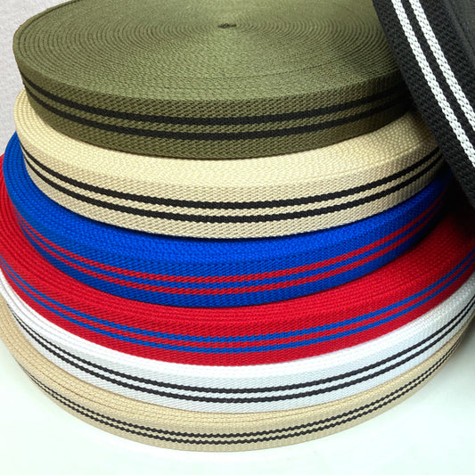 アウトレット品【メートル売り】RGテープ / R-116 とじ織 スポーティーなストライプ アクリル100%(厚さ約2mm) (入園・入学準備に、バッグの持ち手として、ワンポイントに)